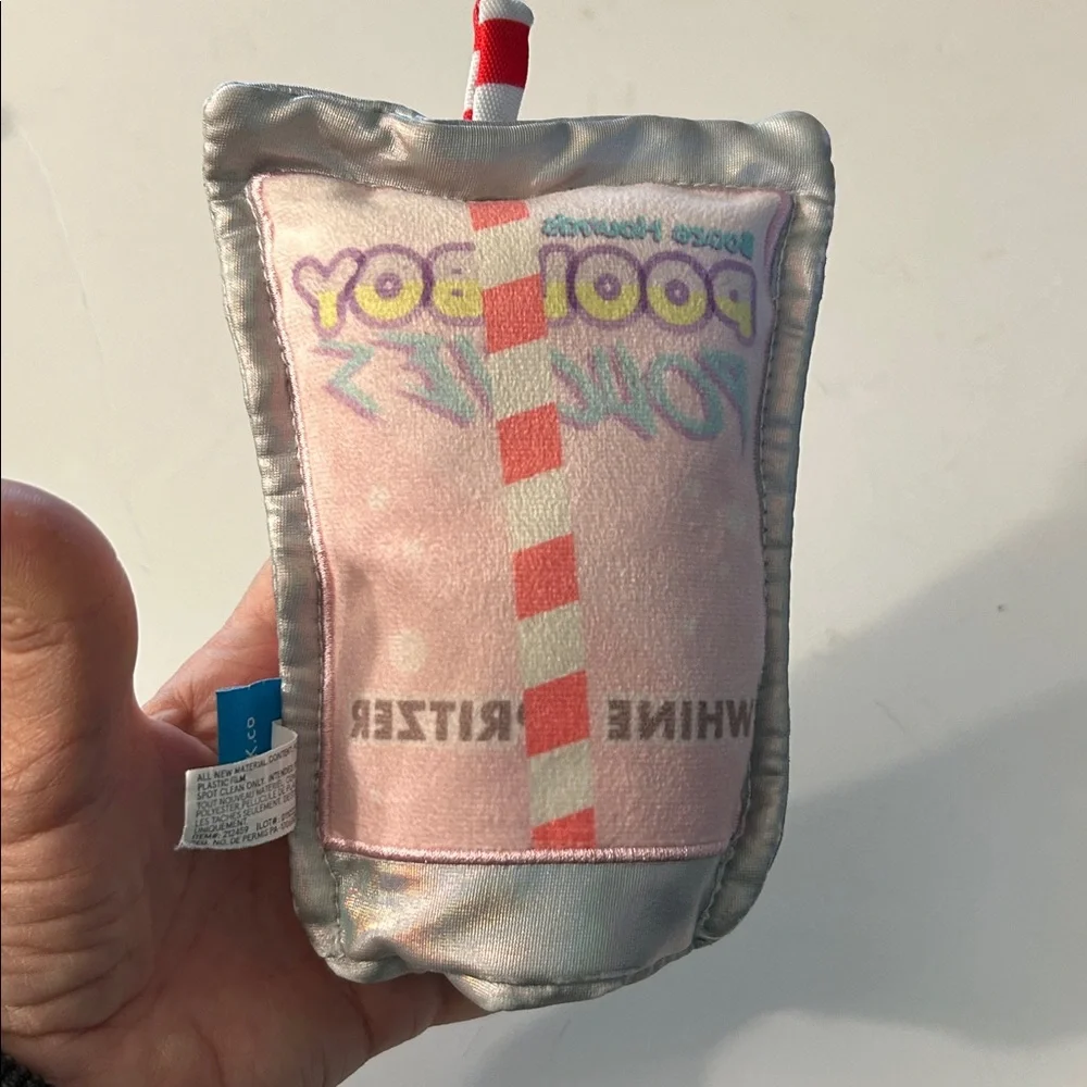 BarkBox Pool boy whine spritzer dog toy juice pouch shape with squeaker